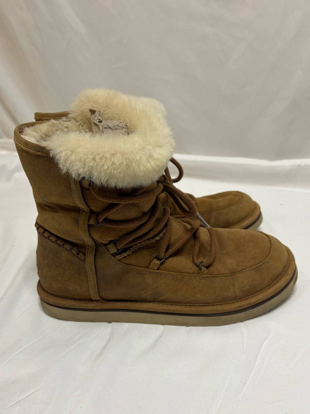 UGG Women’s 8 Lodge Chestnut Lace Up Suede Boots Cozy Winter Cabincore - Picture 6 of 12